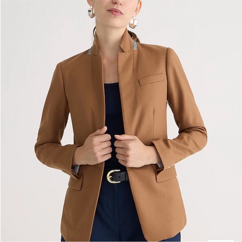 J. Crew Regent Blazer in Tan Wool Flannel